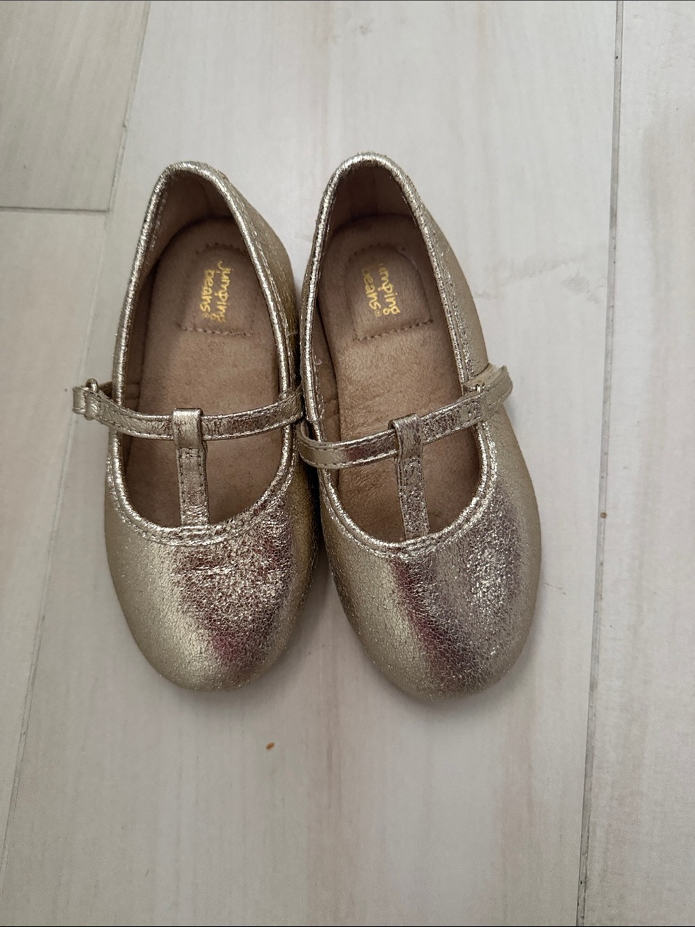 jumping beans Metallic Gold T-Strap Mary Jane Girls' Shoes